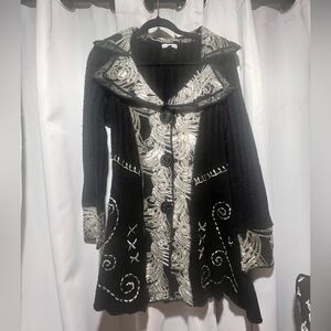 Black and White Women's Sweater Jacket